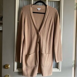 J. Jill tan waffle knit buttondown cardigan